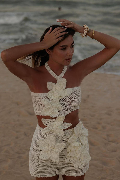 Rowangirl  Fashion Halterneck Floral Dress