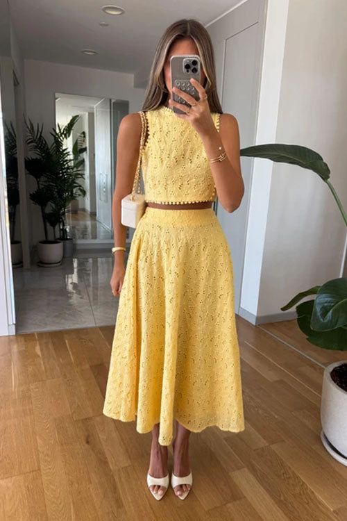 Rowangirl Sleeveless Lace Skirt Suit