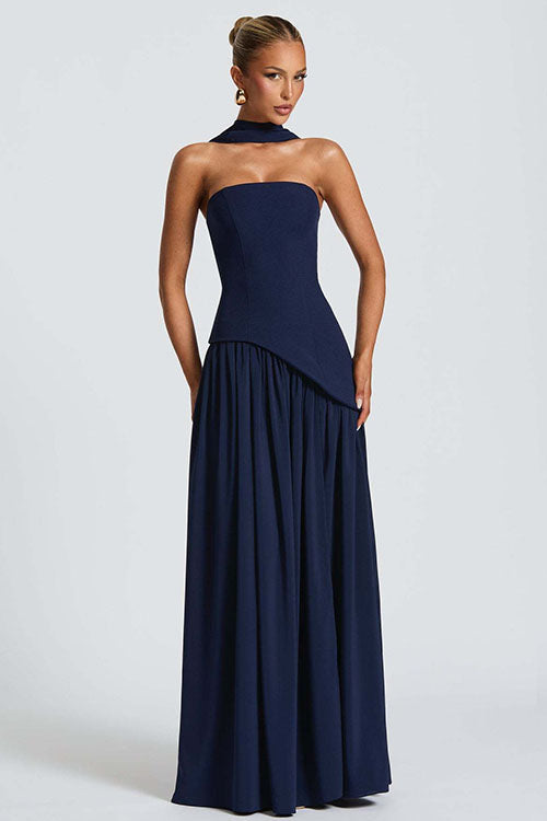 Rowangirl  Strapless Solid Color Slit Dress
