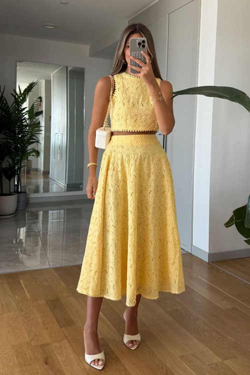 Rowangirl Sleeveless Lace Skirt Suit