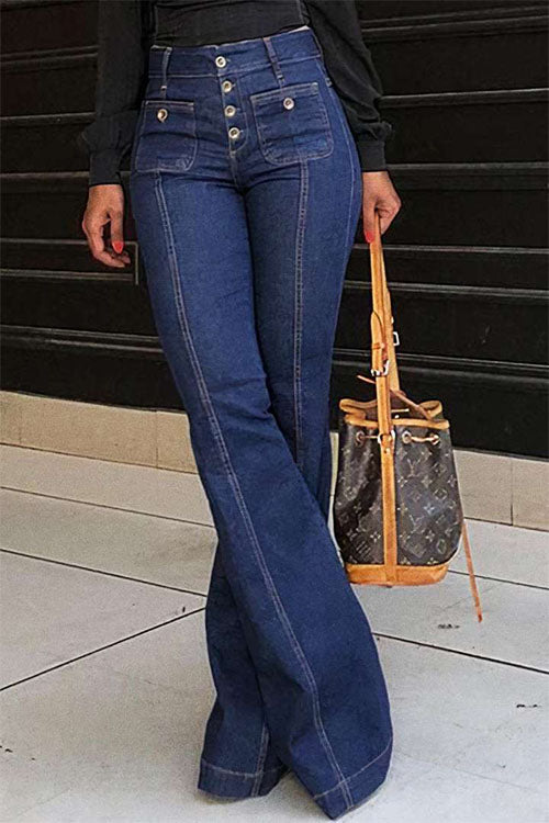 Rowangirl Flared High Waist Denim Trousers