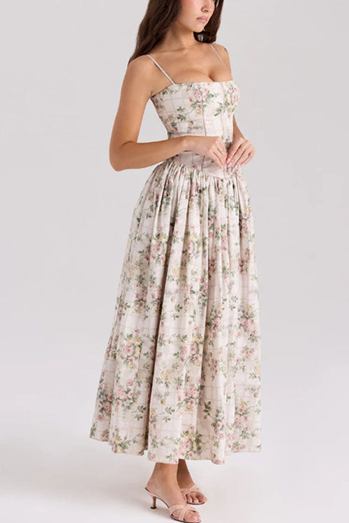 Rowangirl  Elegant Floral Suspender Dress