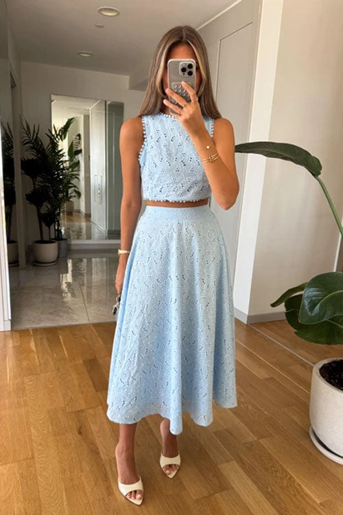 Rowangirl Sleeveless Lace Skirt Suit