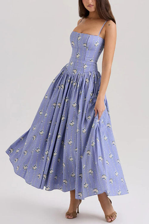 Rowangirl  Elegant Floral Suspender Dress