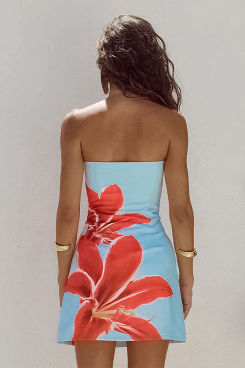 Rowangirl Strapless Printed Fitted Mini Dress