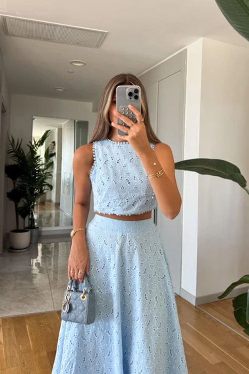 Rowangirl Sleeveless Lace Skirt Suit