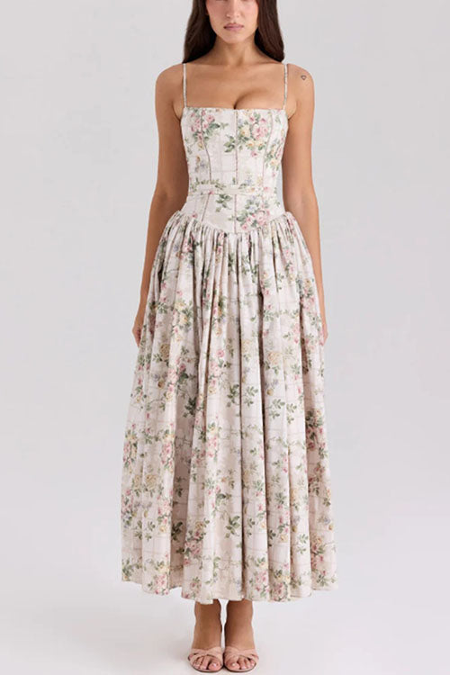 Rowangirl  Elegant Floral Suspender Dress