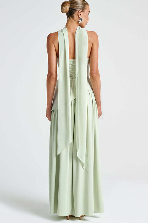 Rowangirl  Strapless Solid Color Slit Dress