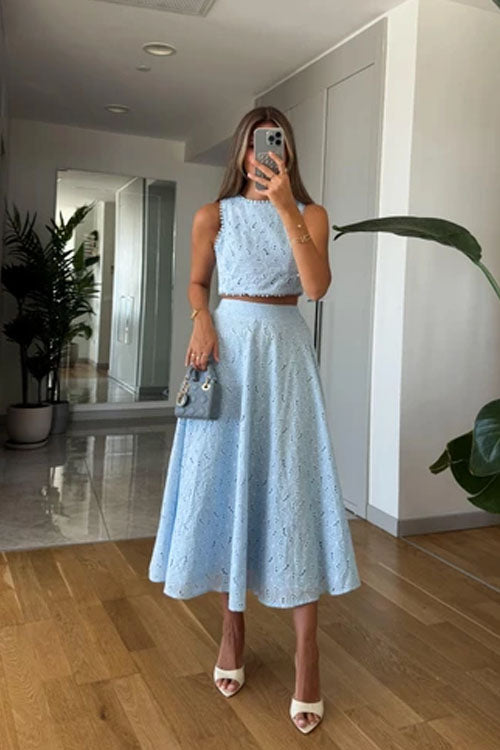 Rowangirl Sleeveless Lace Skirt Suit