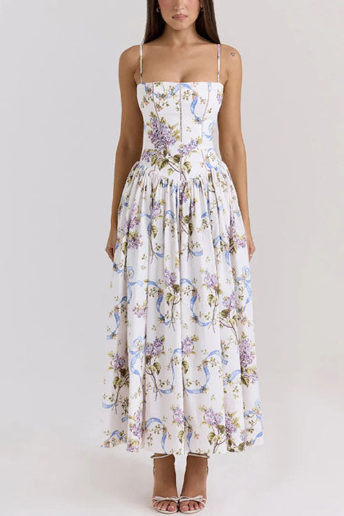 Rowangirl  Elegant Floral Suspender Dress