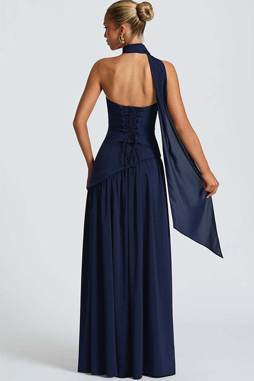 Rowangirl  Strapless Solid Color Slit Dress