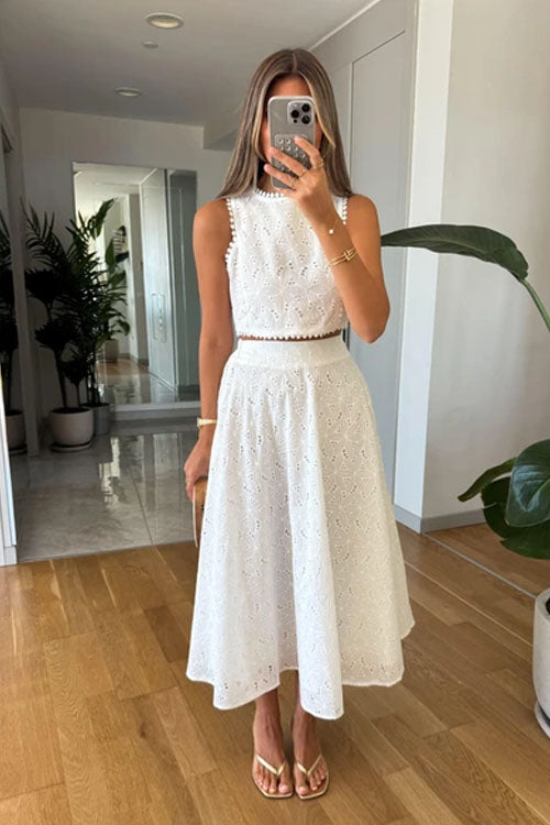 Rowangirl Sleeveless Lace Skirt Suit
