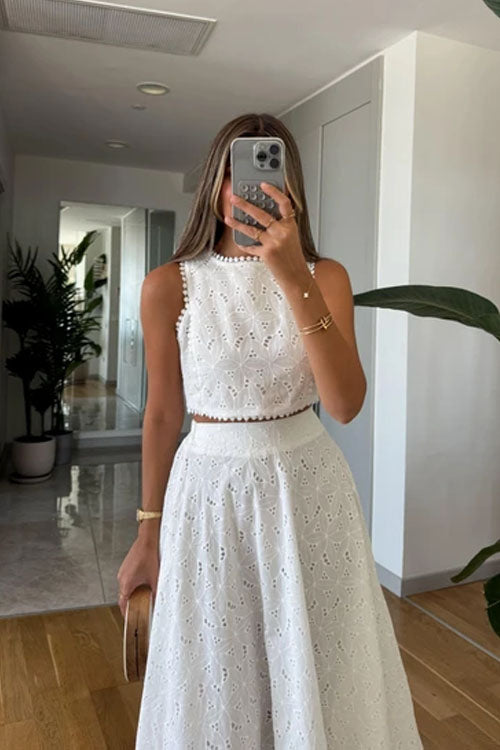Rowangirl Sleeveless Lace Skirt Suit