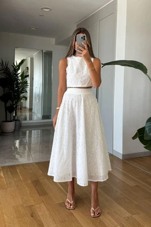 Rowangirl Sleeveless Lace Skirt Suit