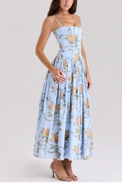 Rowangirl  Elegant Floral Suspender Dress
