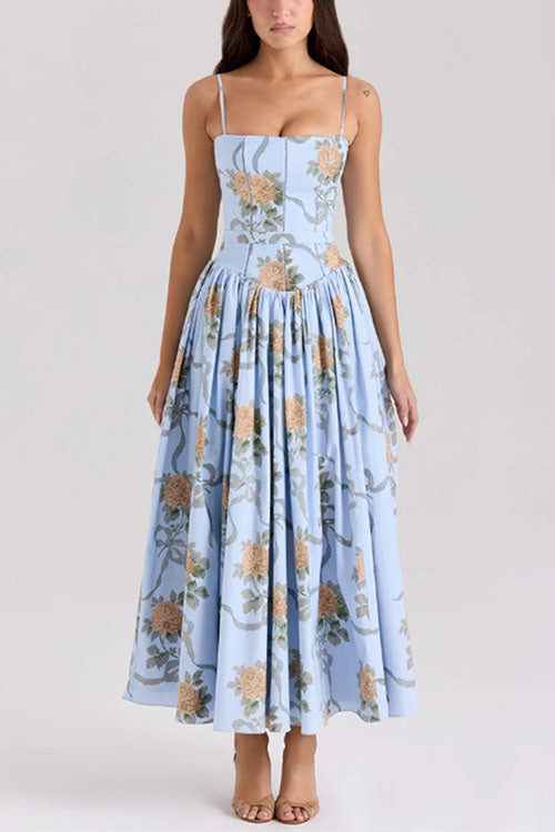 Rowangirl  Elegant Floral Suspender Dress