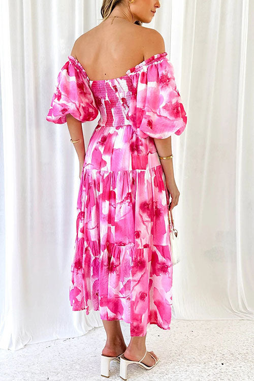 Rowangirl Resort Style Puff Sleeve Printed Dress