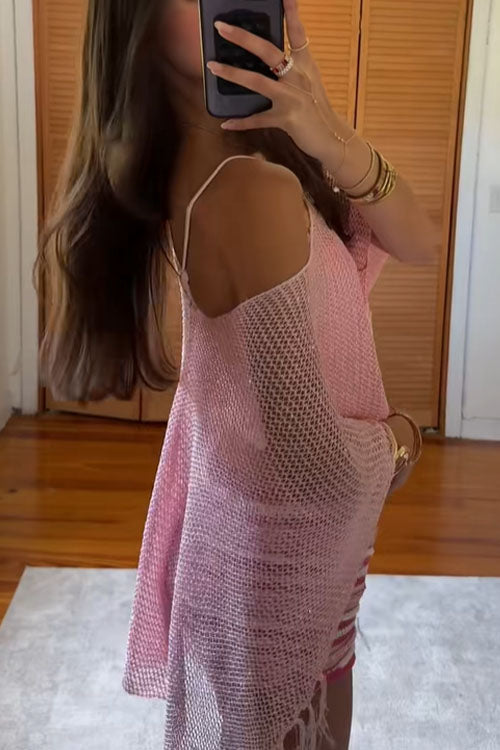 Rowangirl Shawl Fringed Knitted Top Poncho