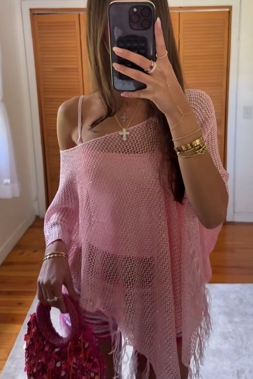 Rowangirl Shawl Fringed Knitted Top Poncho