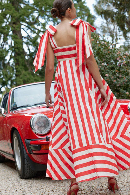 Rowangirl Striped Print Fashionable Strappy Dress