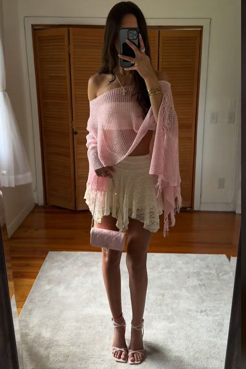 Rowangirl Shawl Fringed Knitted Top Poncho