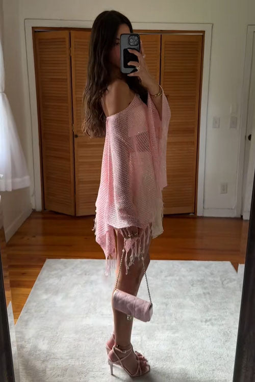 Rowangirl Shawl Fringed Knitted Top Poncho