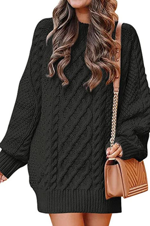 Rowangirl Fashionable Long-Sleeved Loose Knit Dress