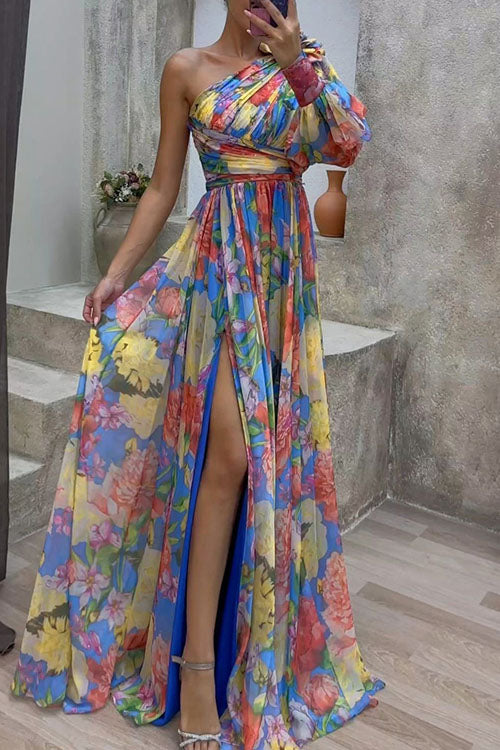 Rowangirl Multicolor Off-Shoulder Slit Dress