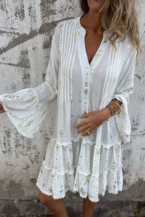 Rowangirl  Loose Printed Long Sleeve Dress