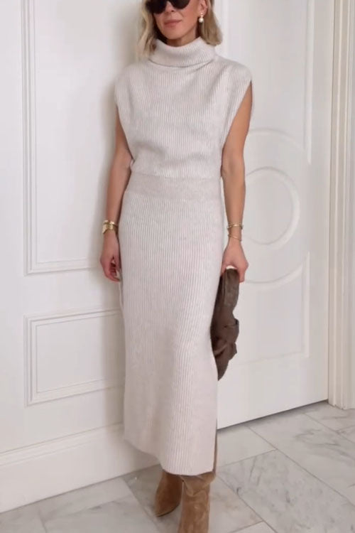 Rowangirl High-Neck Sleeveless Knitted Dress
