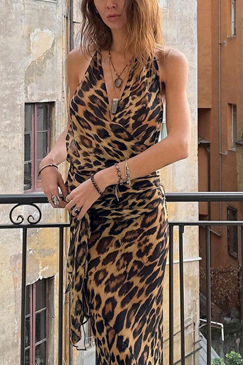 Rowangirl Leopard Print Halterneck Suit