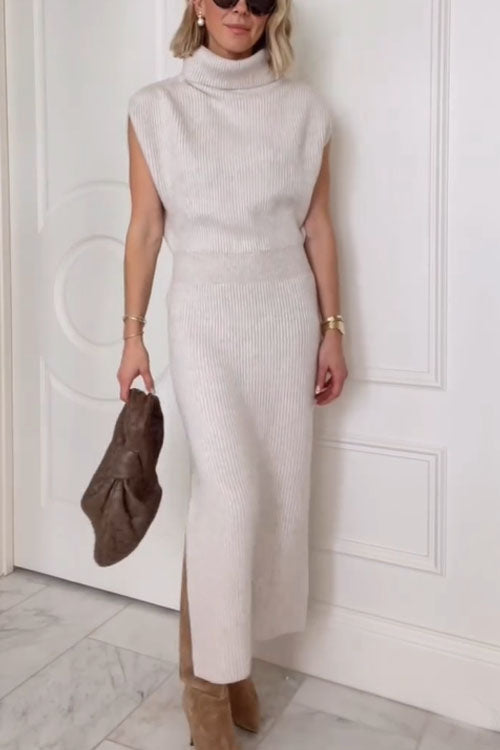 Rowangirl High-Neck Sleeveless Knitted Dress