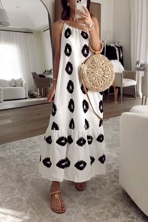 Rowangirl Printed Loose Fashion Sling Dress