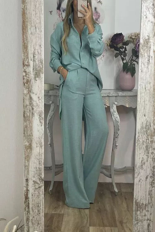 Rowangirl  Fashionable Solid Color Casual Loose Trousers