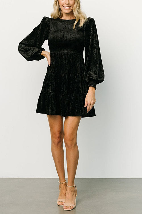 Rowangirl Long Sleeve Ruffled Crew Neck Dress