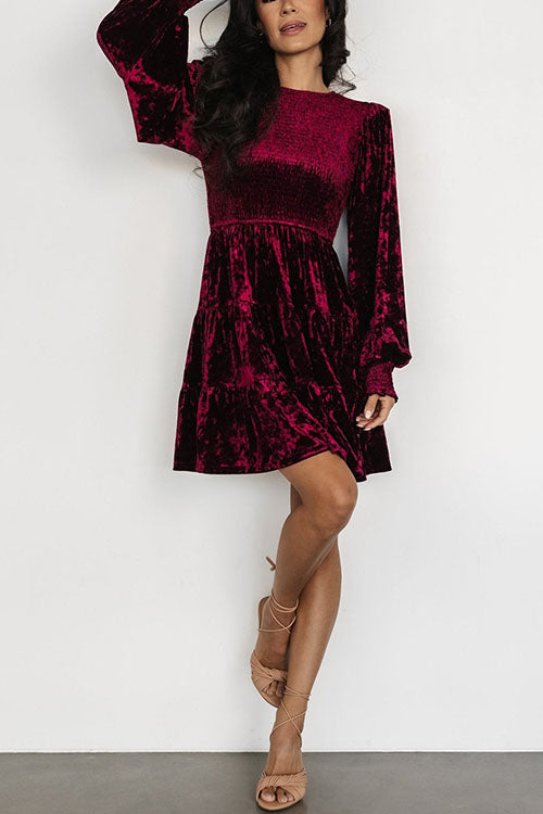 Rowangirl Long Sleeve Ruffled Crew Neck Dress