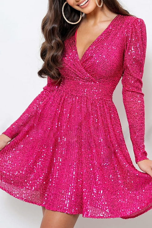 Rowangirl Sequin Fashion Long Sleeve Dress