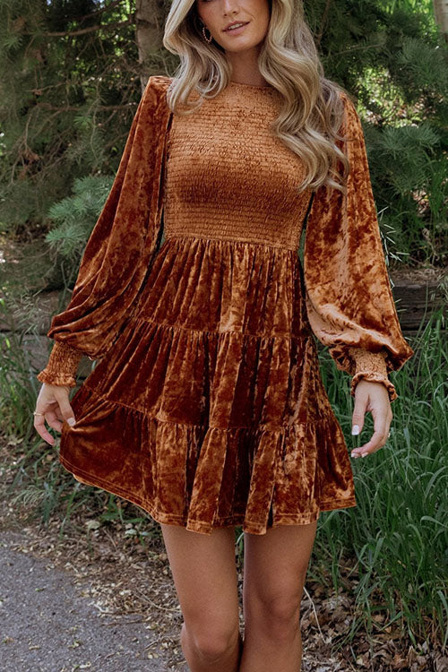 Rowangirl Long Sleeve Ruffled Crew Neck Dress