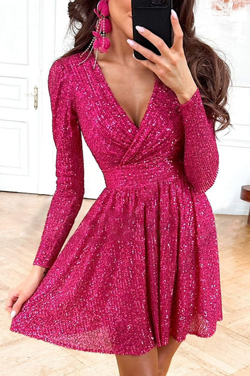 Rowangirl Sequin Fashion Long Sleeve Dress