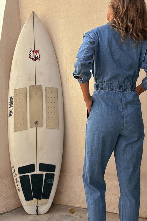 Rowangirl  Long-sleeved Denim Fashion Jumpsuit
