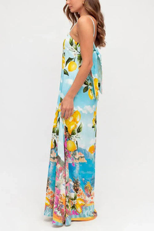 Rowangirl  Printed Sling Resort Dress