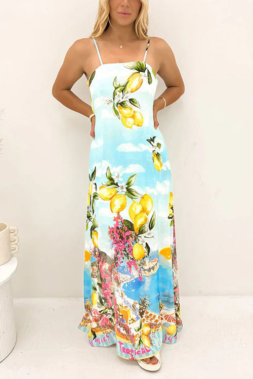 Rowangirl  Printed Sling Resort Dress