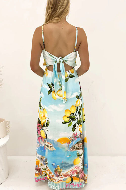 Rowangirl  Printed Sling Resort Dress