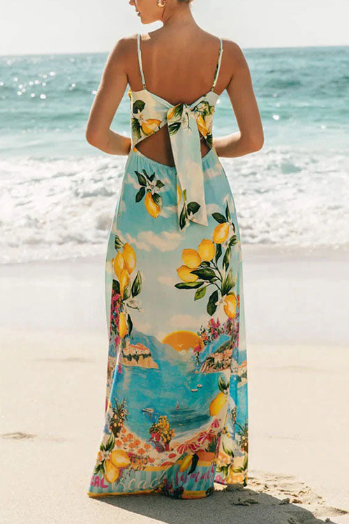 Rowangirl  Printed Sling Resort Dress