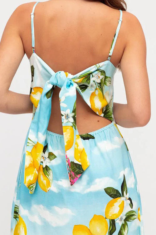 Rowangirl  Printed Sling Resort Dress