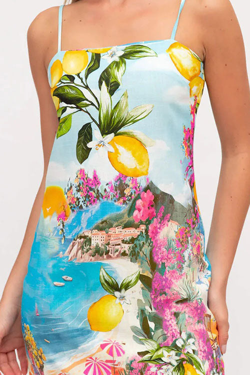 Rowangirl  Printed Sling Resort Dress