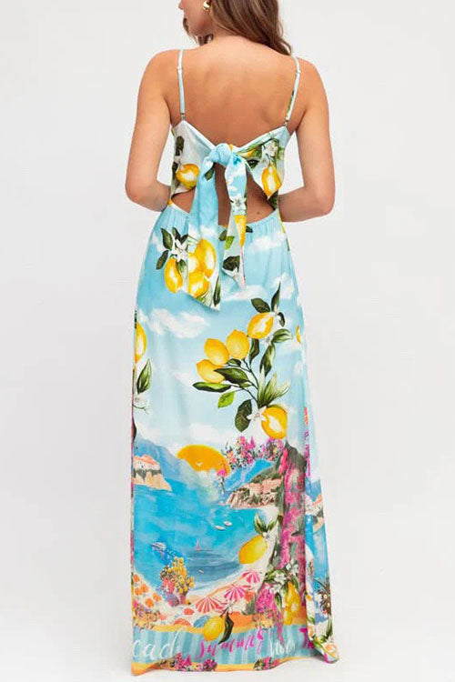 Rowangirl  Printed Sling Resort Dress