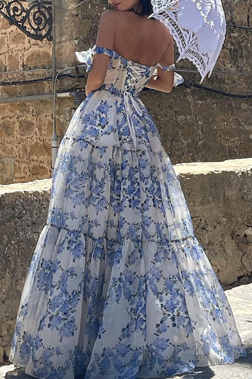Rowangirl   Fashionable Mesh Printed Long Dress