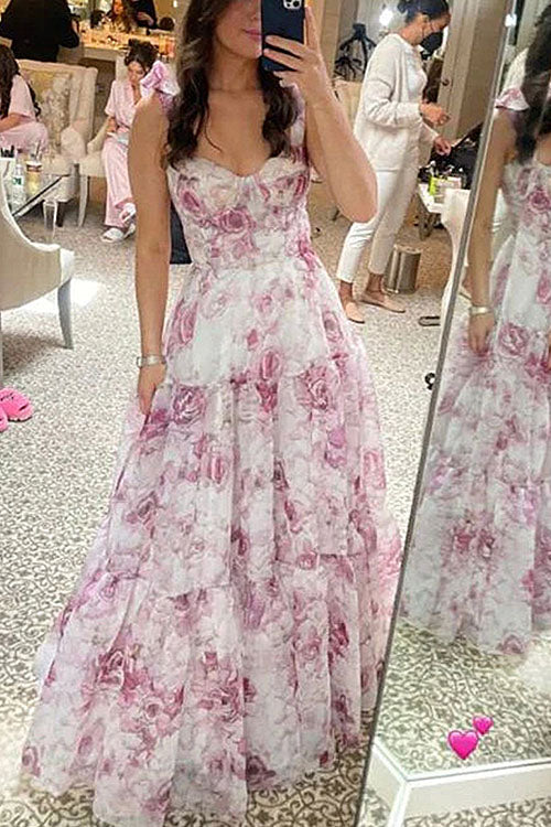 Rowangirl   Fashionable Mesh Printed Long Dress