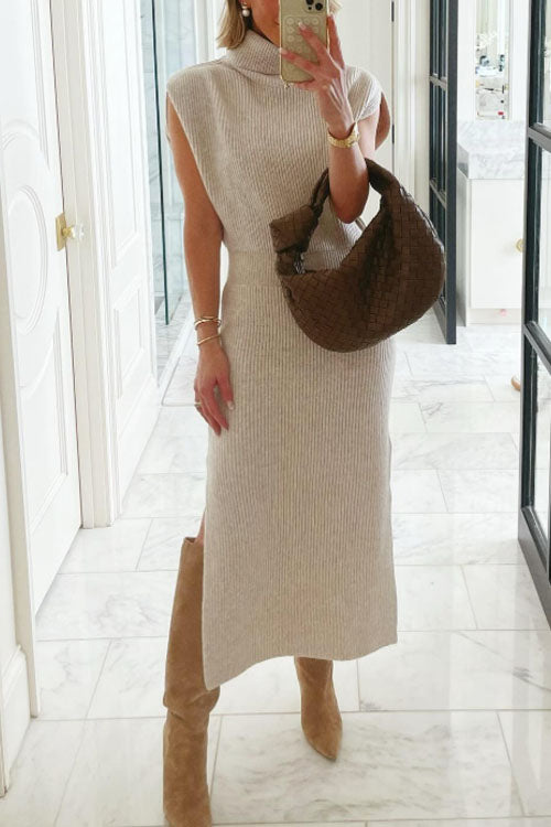 Rowangirl High-Neck Sleeveless Knitted Dress